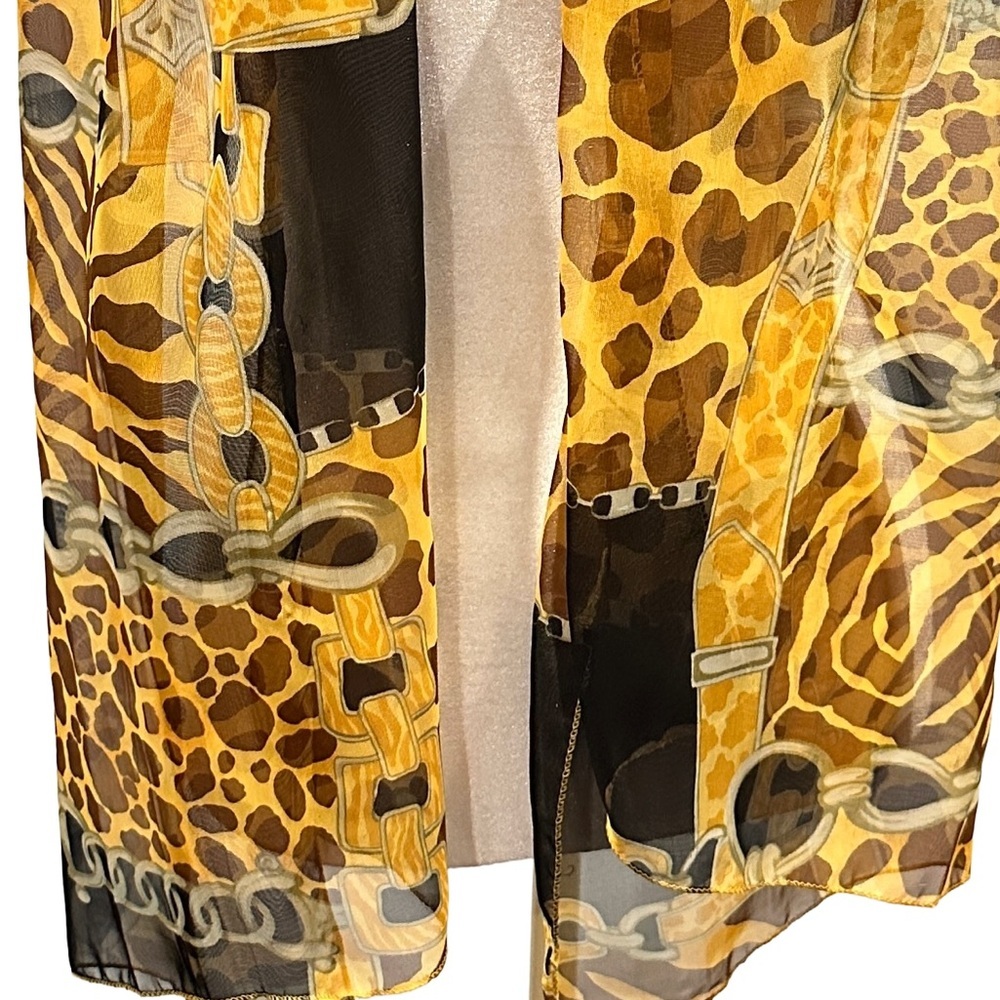 Classic Timeless Leopard Chain Print Silk Scarf